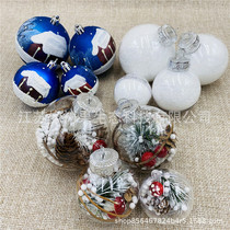 Cross-border new Christmas decoration ball Transparent ball decorated snow picture ball box Christmas tree pendant hanging ball