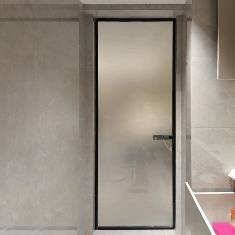 Simple Aluminum Alloy Tempered Glass Door Manufacturers Wholesale Flat Door Household Indoor Bathroom Toilet Toilet Door details Picture