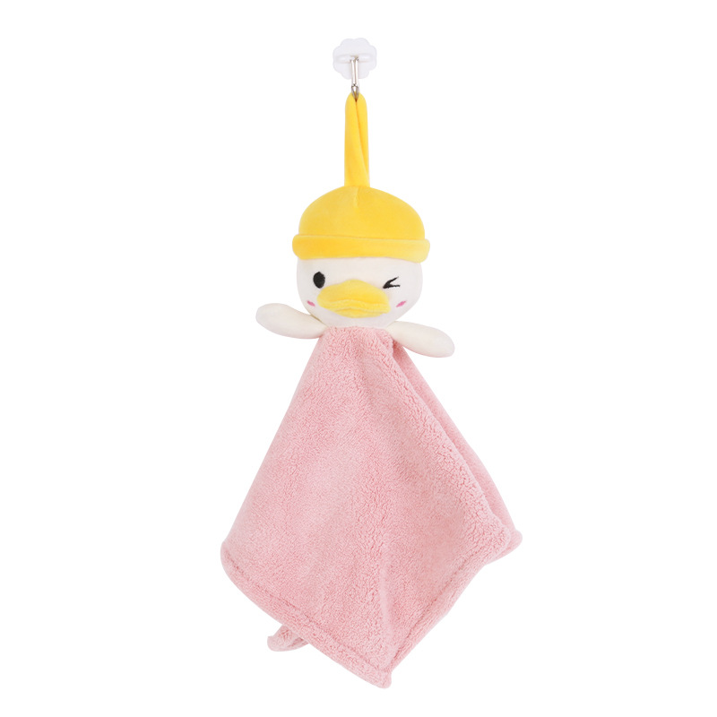 Kanglewu customizes cartoon animal coral fleece hanging hand towels, hand towels and hand cloths that can be hung Item Picture