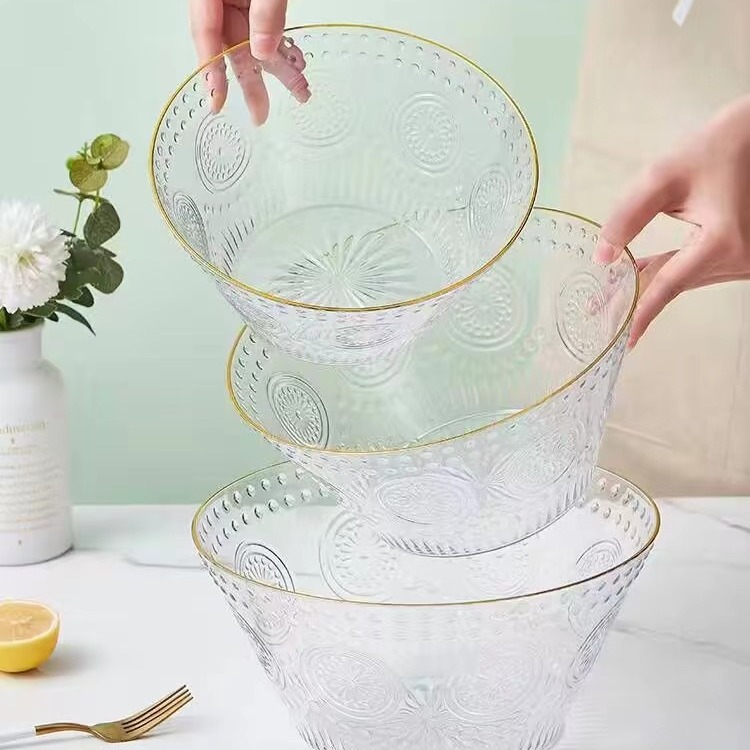 ins heat-resistant glass bowls, salad bowls, household transparent fruit bowls Specification image