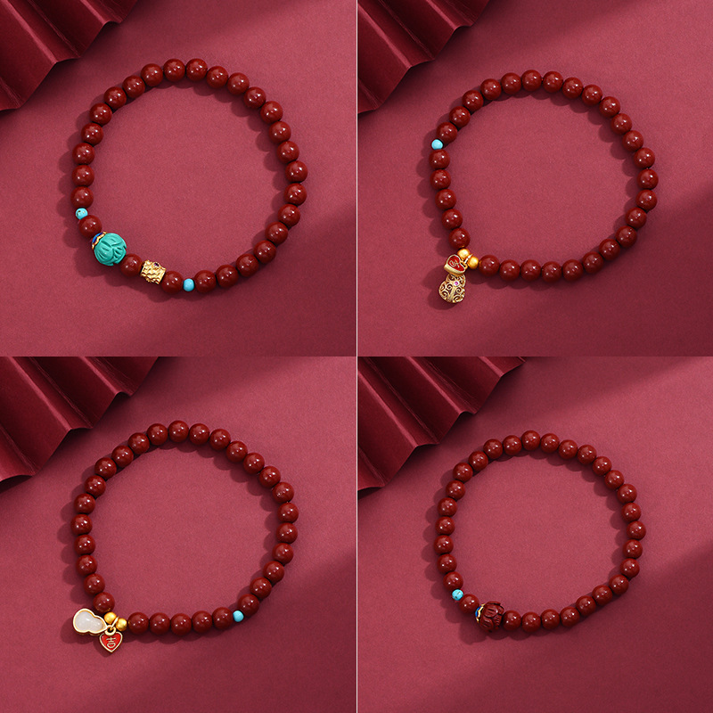Tiktok Live Hot Selling Vermilion Bracelet Female Year Of Life Red Vermilion Hand String Fortune Hand Jewelry Wholesale Specification drawing