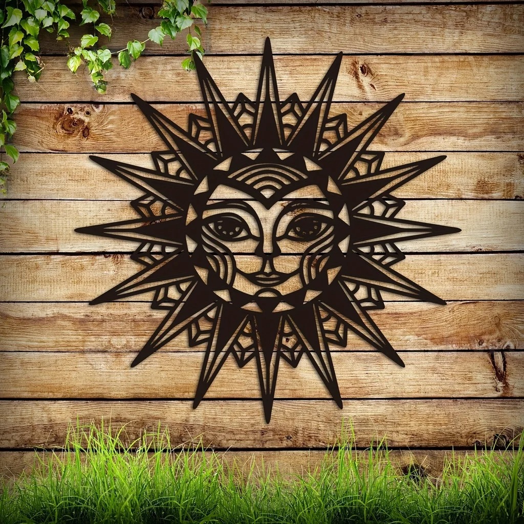 铁艺铁制工艺品1 件太阳面金属匾牌，墙壁艺术装饰庭院装饰