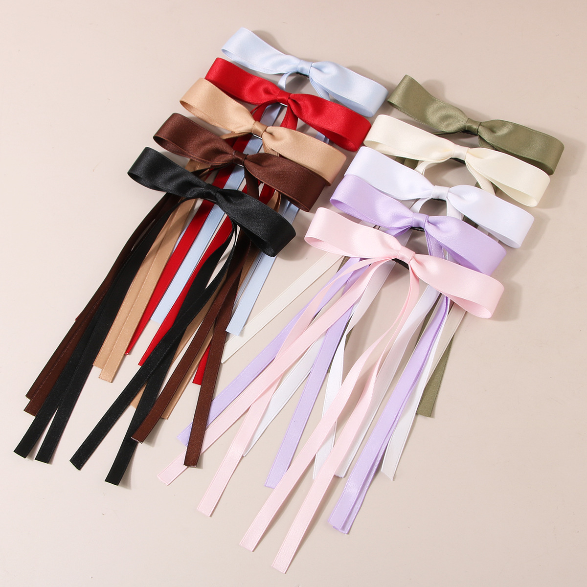 Guanyang Cross-border sweet polyester-cotton ribbon bow hair clips, back head duckbill clips, hair clips, headwear and hair accessories wholesale details Picture