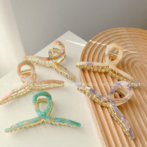 Dowe streamer hairpin Korean acetic acid sheet hairpin Sweet grip clip Hairpin temperament hairpin hollow-out hairpin headpiece