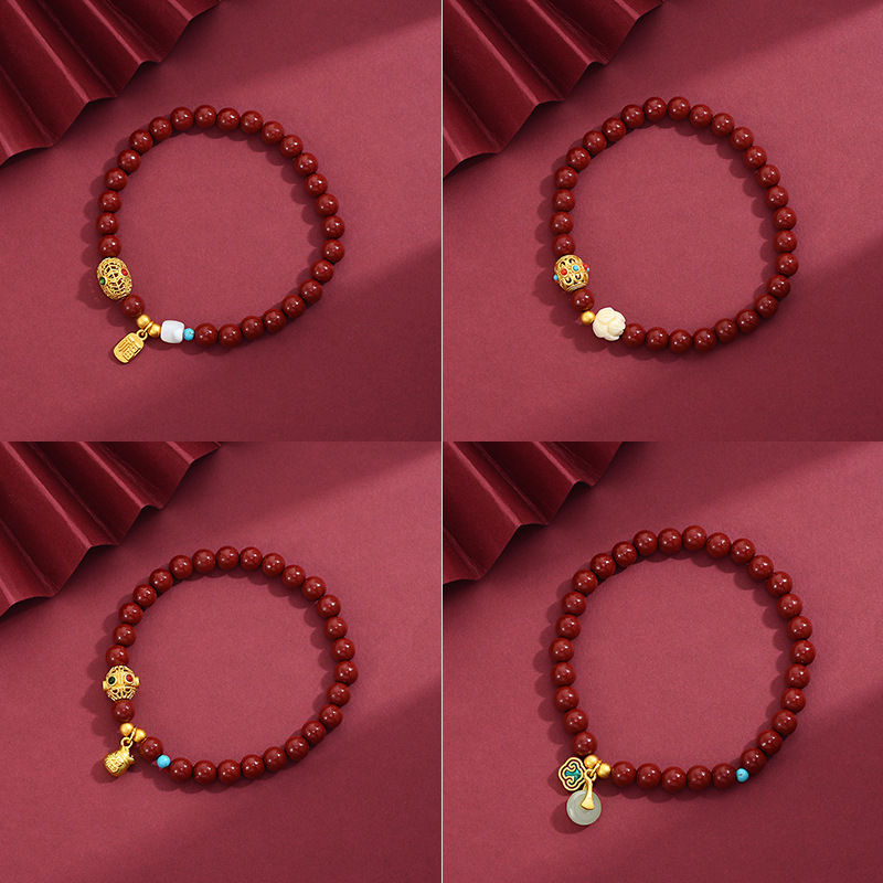 Tiktok Live Hot Selling Vermilion Bracelet Female Year Of Life Red Vermilion Hand String Fortune Hand Jewelry Wholesale details Picture
