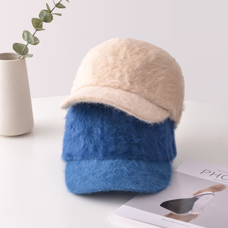 Wholesale of thickened and warm rabbit fur baseball caps for women in autumn and winter Specification image
