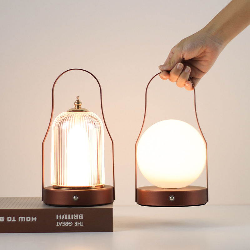 LED portable simple table lamp, night light, creative moon charging wall-mounted lamp, multi-functional spherical portable ambient light full figure