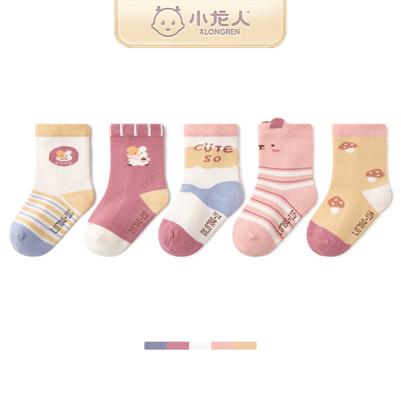 New Little Dragon Man Cartoon 0-5 Years Old Baby Socks Girls Boneless Loose Baby Socks Spring And Winter Children Socks details Picture