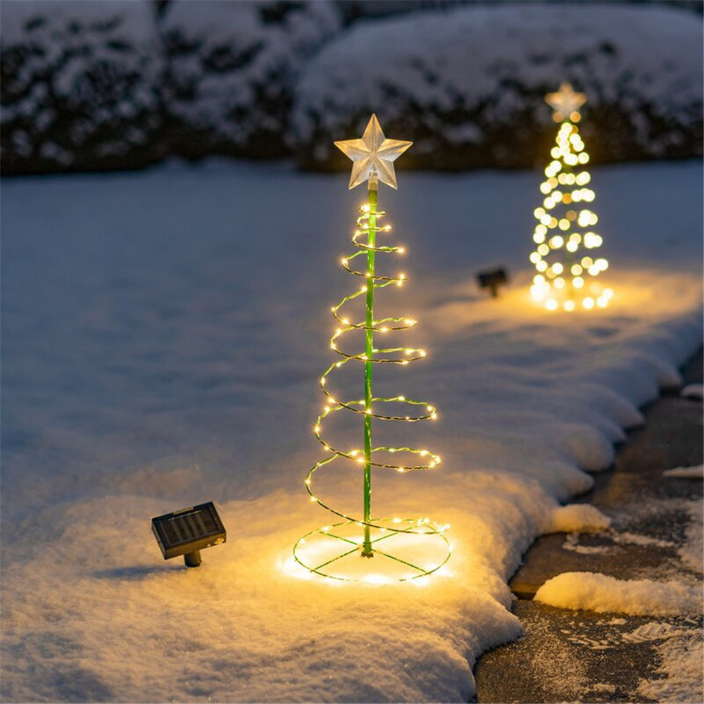 Solar-powered Christmas tree, outdoor courtyard decorative lights, LED light strings, festival party luminous lights Application Scenario
