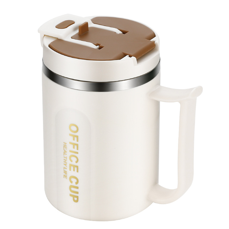 8423 Stainless Steel Mug Office Cup With Lid And Spoon Water Cup Tea Cup For Men And Women Insulated Coffee Cup Item Picture