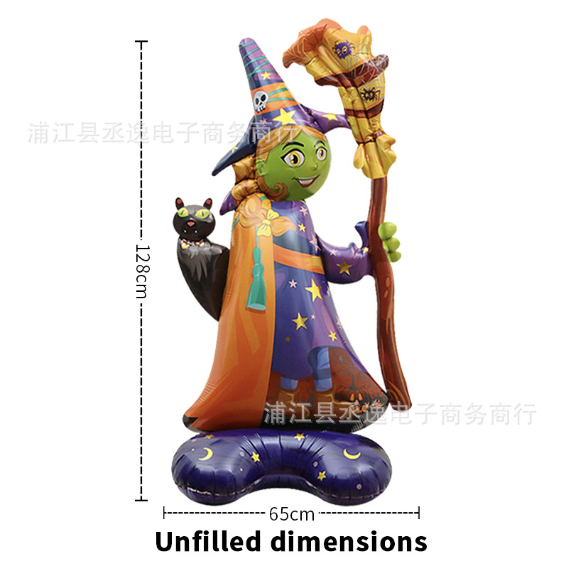 Cross Border Halloween Aluminum Balloon Tombstone Skull Picture Frame Broom Witch Black Cat Witch Party Decoration Item Picture