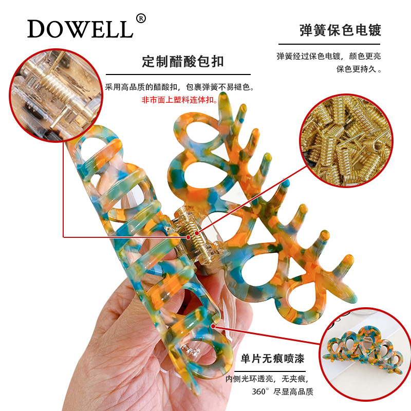 朵薇饰品韩版醋酸板材皇冠女发夹高级感镂空设计感抓夹盘发鲨鱼夹细节图