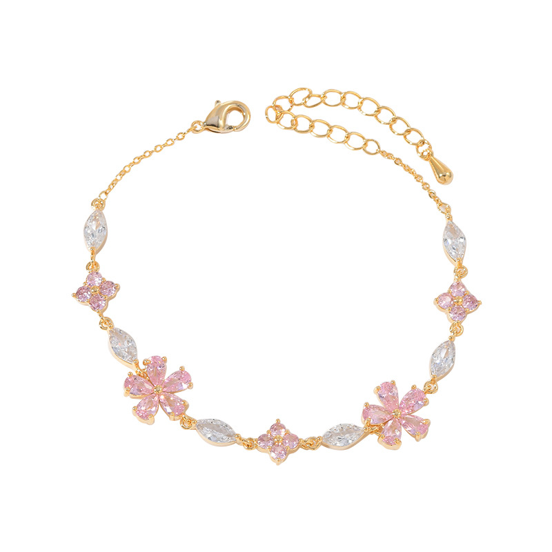 2023 Spring And Summer New Temperament Bracelet Female Niche Design Sense Zircon Petal Hand Decoration Fashion Bracelet Wholesale Item Picture