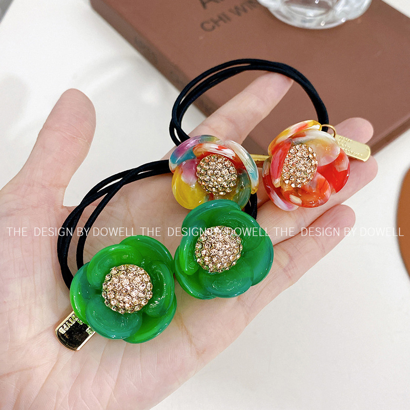 朵薇饰品韩版醋酸花朵双层发圈高弹力皮筋立体花朵马尾发绳女发饰