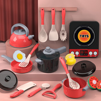 Children's large kitchen toy set boys and girls play home kitchen utensils baby cooking rice cutting music simulation tableware