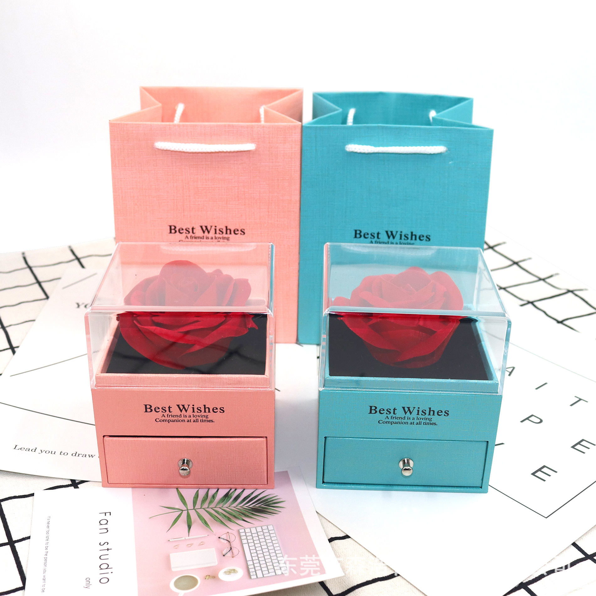 Transparent acrylic rose jewelry box, ring necklace box, jewelry and accessory box, storage gift box Specification image