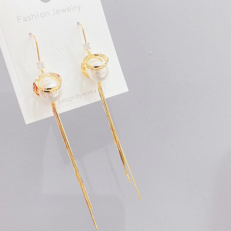 S925 Silver Needle French retro pearl zirconium diamond flower ball long tassel earrings, feminine charm, Internet celebrity super fairy stud earrings Application Scenario