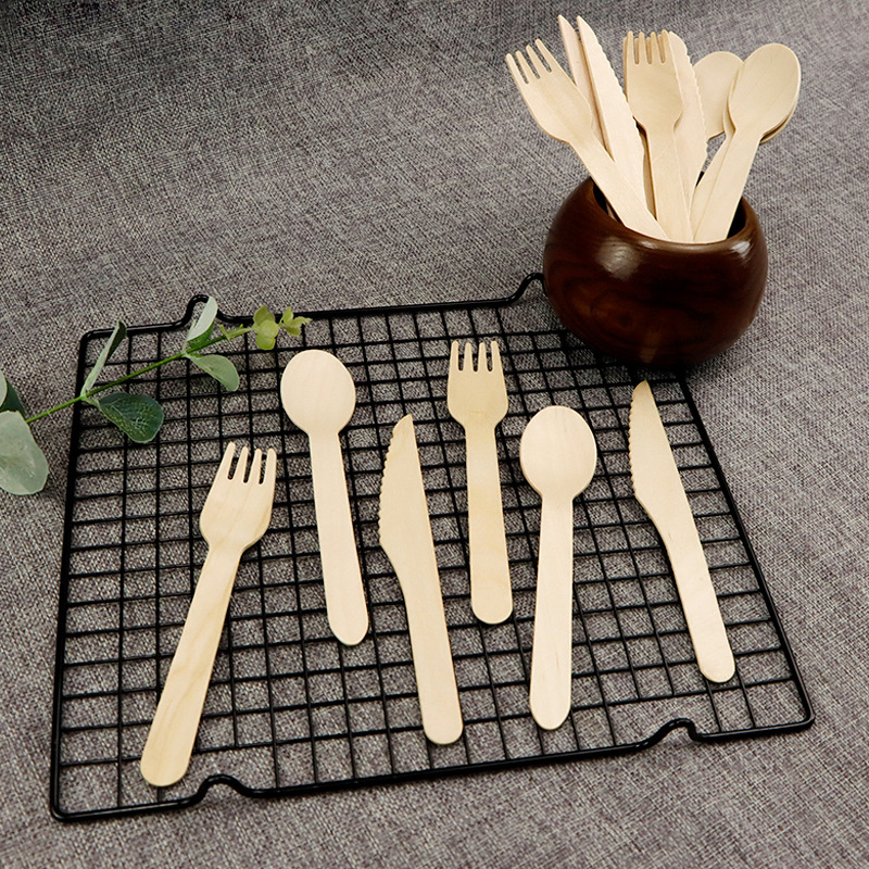 木制餐具木勺咖啡勺冰淇淋勺一次性桦木刀叉勺详情图1