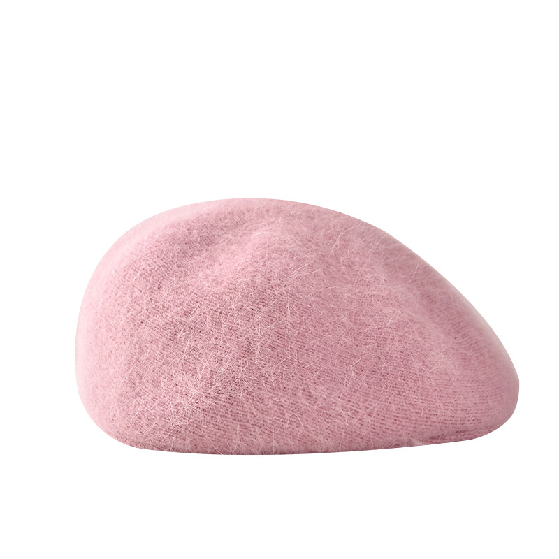 New autumn and winter Angolan rabbit fur vintage berets, popular hats for children, trendy British hats, factory direct sales and wholesale Item Picture