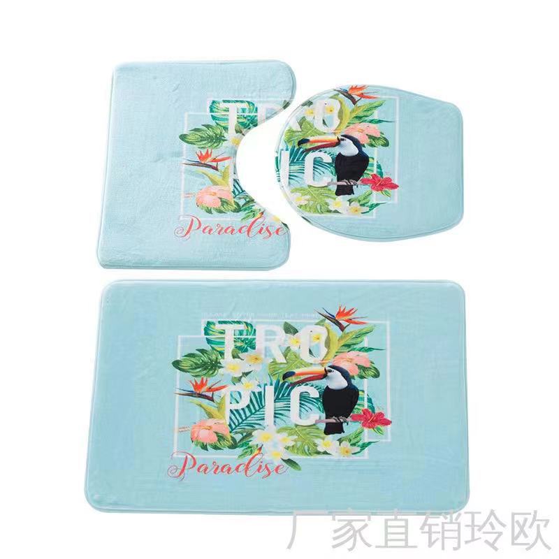 Factory Direct Bathroom Bathroom Carpet Floor Mat Interlayer Sponge Absorbent Soft Comfortable Three-Piece Set Seaworld Specification drawing