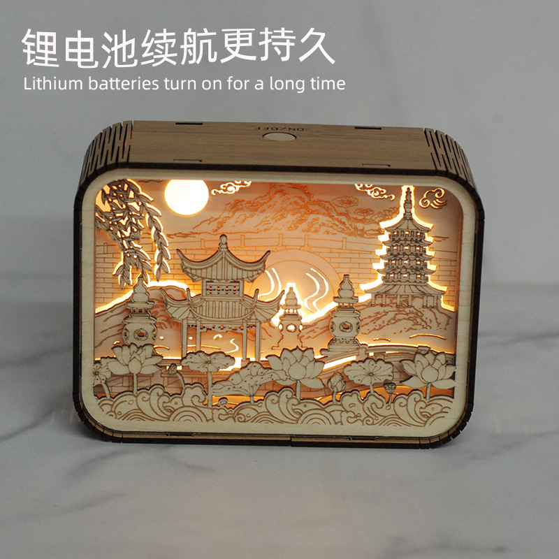 Souvenir Gift Home Decoration Tabletop Decoration Travel Souvenir Gift Bedroom Bedside Atmosphere Night Light Carved Wood Lamp Application Scenario