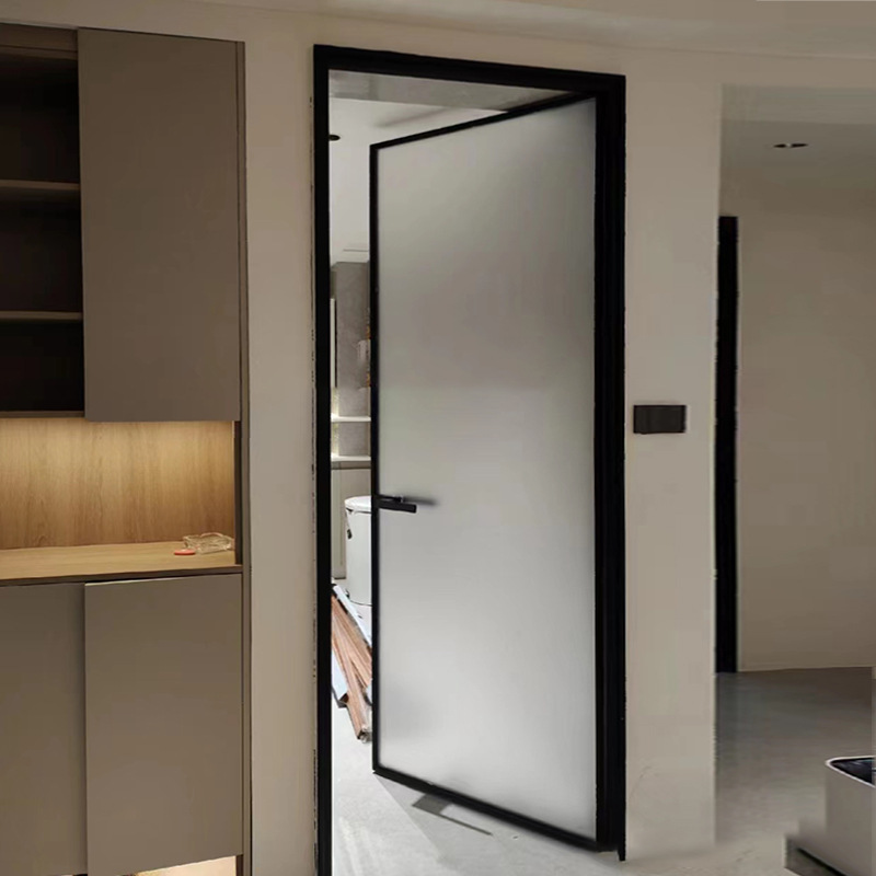 Simple Aluminum Alloy Tempered Glass Door Manufacturers Wholesale Flat Door Household Indoor Bathroom Toilet Toilet Door Application Scenario