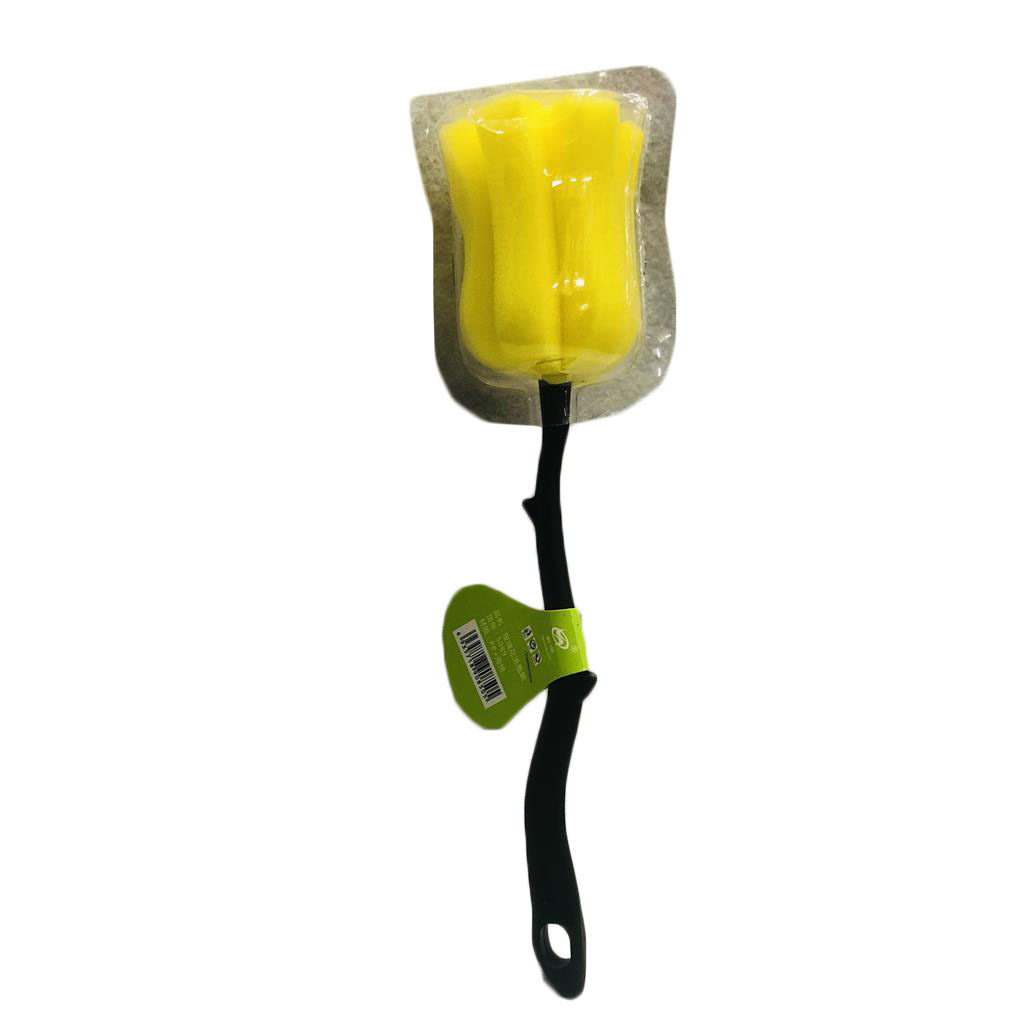 Rose Shaped Cup Brush Long Handle Cleaning Cloth Cup Brush Foam Shell Cleaning Bottle Sponge Brush Rs-300027