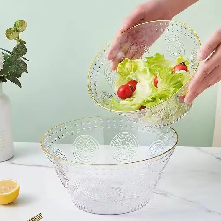 ins heat-resistant glass bowls, salad bowls, household transparent fruit bowls details Picture