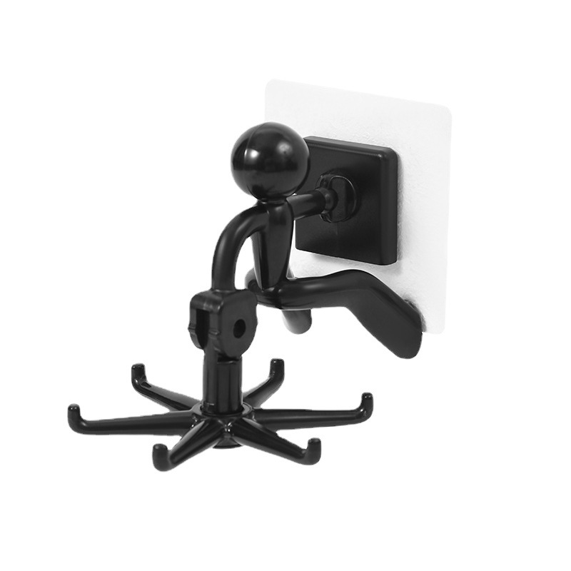 Rotating six-claw hook, four-claw hook, bathroom and kitchen storage hook without drilling, 360-degree rotating little person hook Specification image