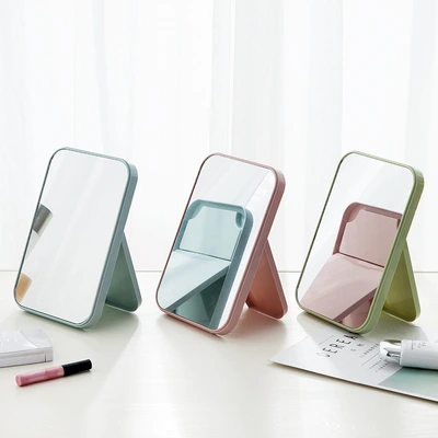 Hd folding makeup mirror portable desktop dressing mirror Square dormitory students desktop small mirror wholesale thumbnail