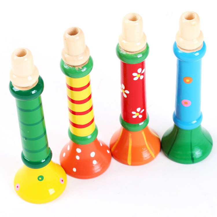 Direct sales from the manufacturer of wooden small horn toys, children's cartoon small horns and whistles, and infant teaching AIDS Item Picture