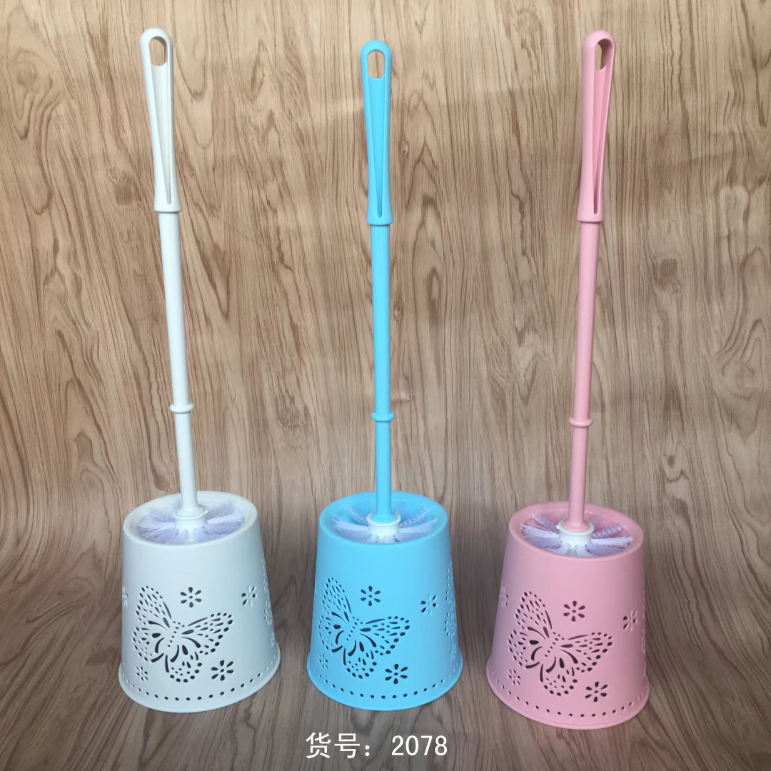 Square creative hollowed-out stone butterfly pattern set brush stainless steel toilet brush Specification image