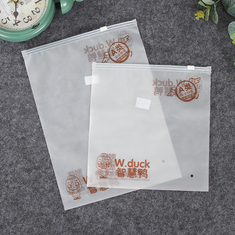 In-stock frosted transparent bags with LOGO printing, clothing packaging bags, CPE clothing zipper bags, socks and underwear packaging bags Specification image