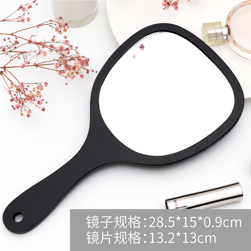 美容院手持化妆镜美甲美睫女 便携手柄镜复古木制宿舍小镜子批发详情图4