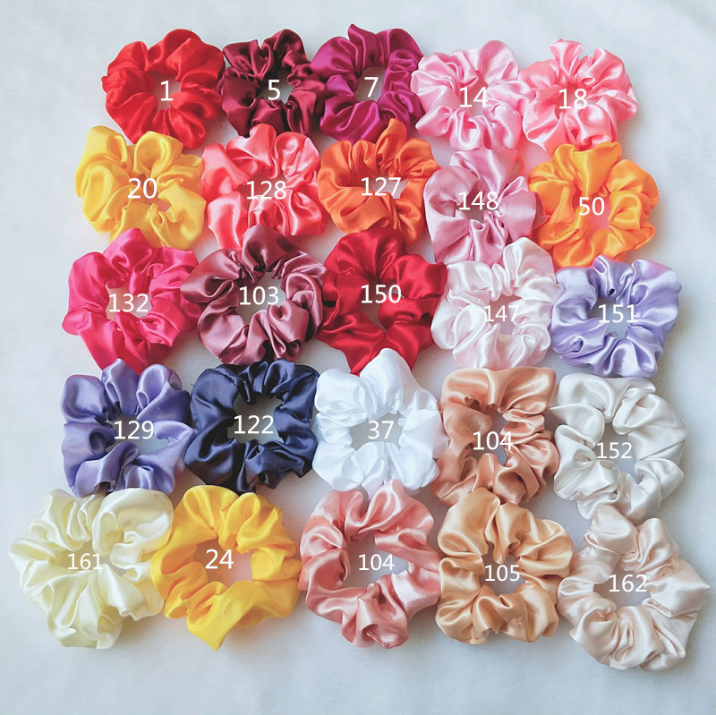 Yiji Cross-border 52-color new silk satin large intestine ring solid color bright color Ding Pig hair ring Elastic hair band