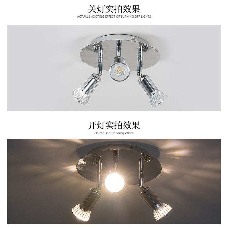 Cross-border spotlights gu10 spotlights led ceiling decoration bright bright mounted 3 adjustable spotlights 9W details Picture