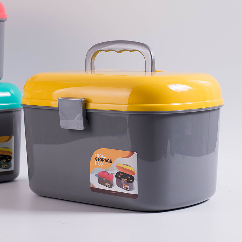 Double-layer portable medicine cabinet Large family medicine storage box Cosmetics storage box Paintbrush toolbox organizer details Picture