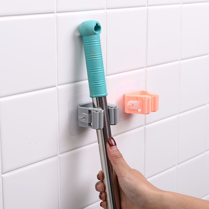 Mop rack, no-hole mop clamp, mop hook, bathroom hanging rack, powerful wall-mounted storage, load-bearing kitchen details Picture