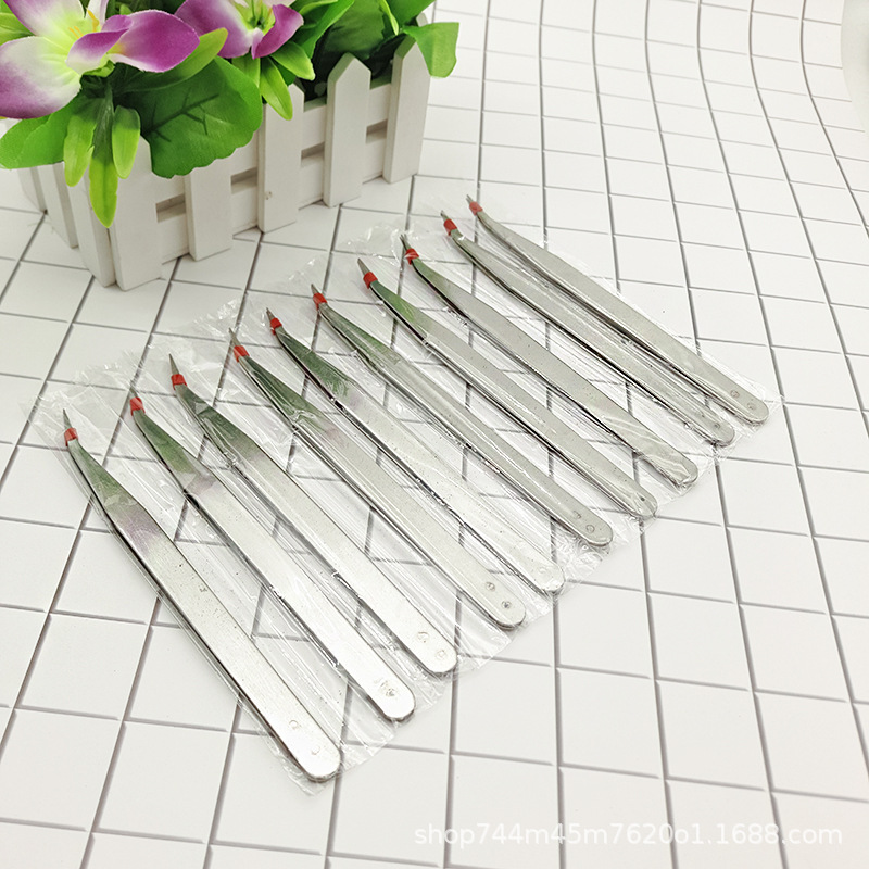 Steel tweezers 16 cm elbow tweezers Overstitching machine Threading needle threading garment sewing clip tweezers Specification drawing