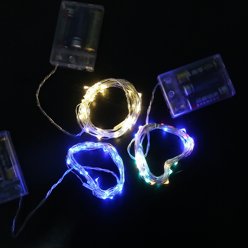 Copper wire lights, button light strips, battery boxes, led light strings, festival bouquets, decorative atmosphere lights, star lights, LED small colored lights details Picture