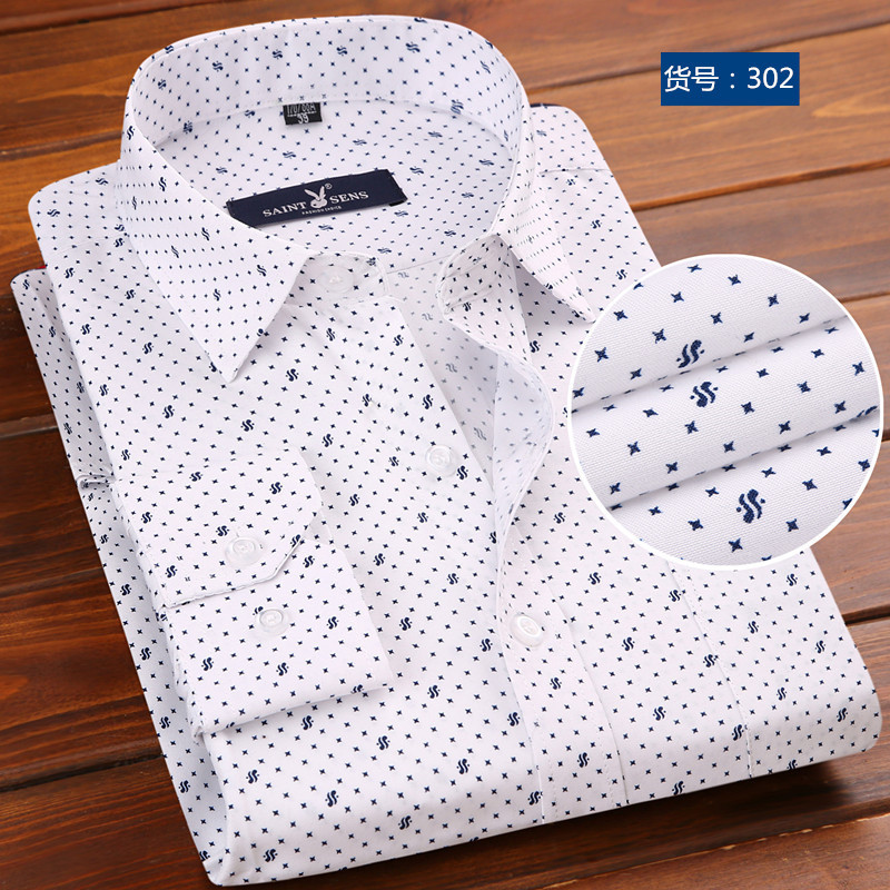 【跨境专供】速卖通/amazon/ebay 新款 印花休闲中年男士长袖衬衫
