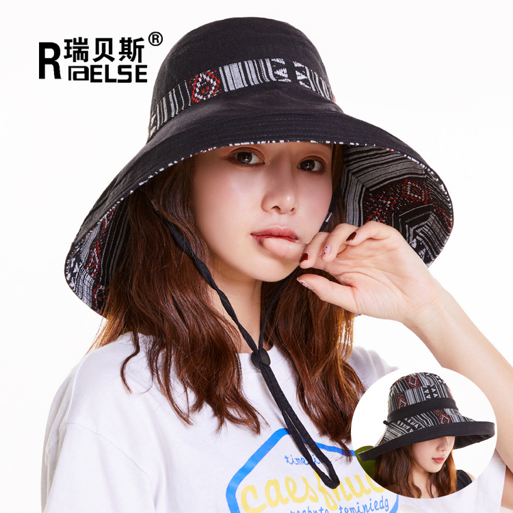 New Korean-style all-roundable sun hat, ethnic-style sun protection hat, basin hat, versatile Korean style, casual outing fisherman hat for women Specification image