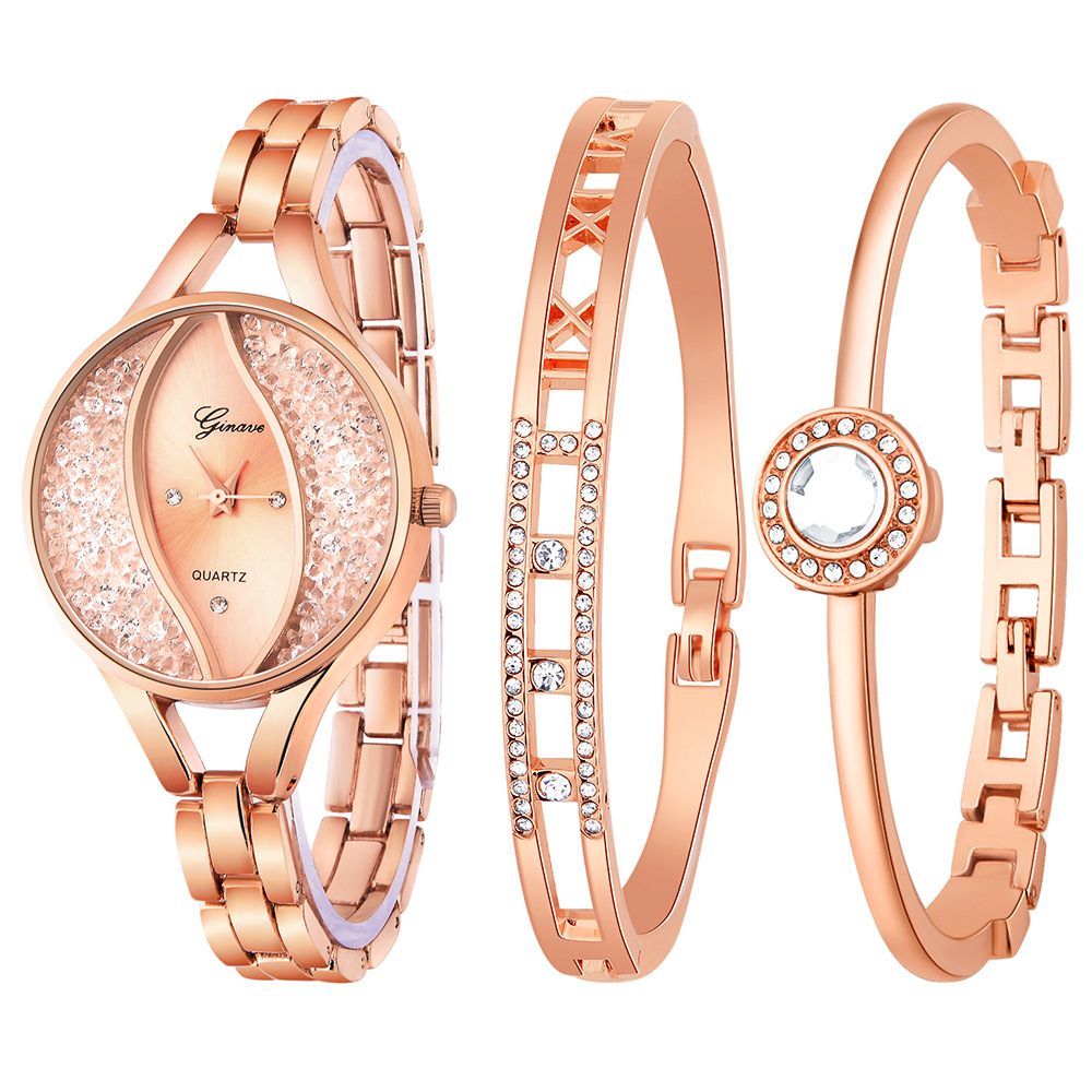 GINAVE comercio exterior explosivo mujeres de moda reloj de cuarzo conjunto de brazaletes con diamantes details Picture