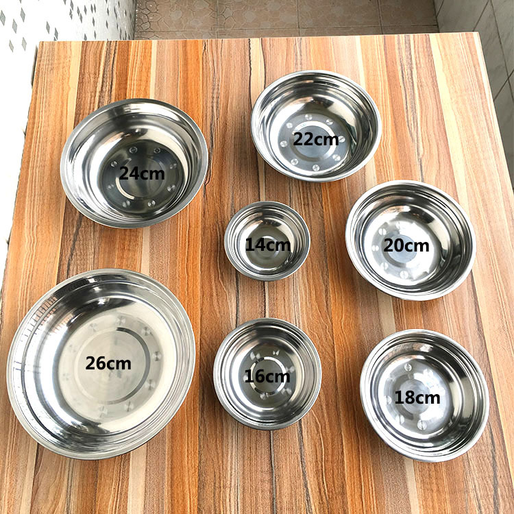 Stainless Steel Soup Basin Thickened Round Basin Hotel Canteen Home Soup Bowl Supermarket Promotion Two Yuan Shop Gift Logo Specification drawing