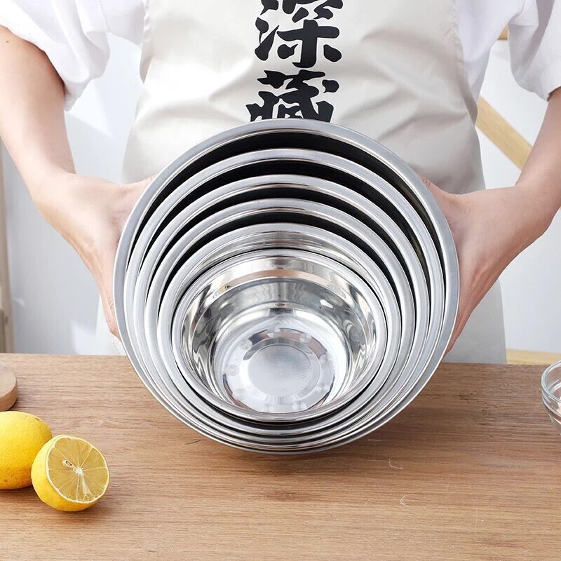Stainless Steel Non-Magnetic Soup Bowl Round Deepen Thickening Soup Bowl Multi-Purpose Dish Basin School Hotel Canteen Gift Promotion Specification drawing