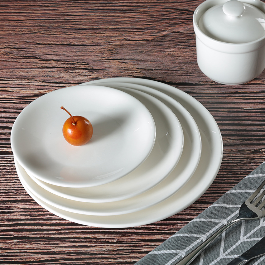 Ceramic shallow plates, deep plates, Western plates, tableware, round inventory, heart plates, Western plates, wholesale plates, white porcelain plates, bottom plates details Picture