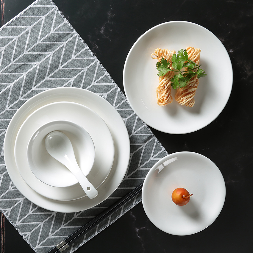 Ceramic shallow plates, deep plates, Western plates, tableware, round inventory, heart plates, Western plates, wholesale plates, white porcelain plates, bottom plates Specification image