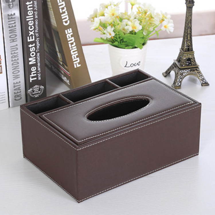 European-style multi-functional creative leather tissue box, hotel, guesthouse and restaurant tissue box, logo remote control storage box Application Scenario
