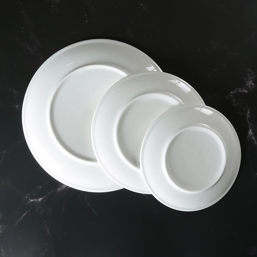 Ceramic shallow plates, deep plates, Western plates, tableware, round inventory, heart plates, Western plates, wholesale plates, white porcelain plates, bottom plates Application Scenario