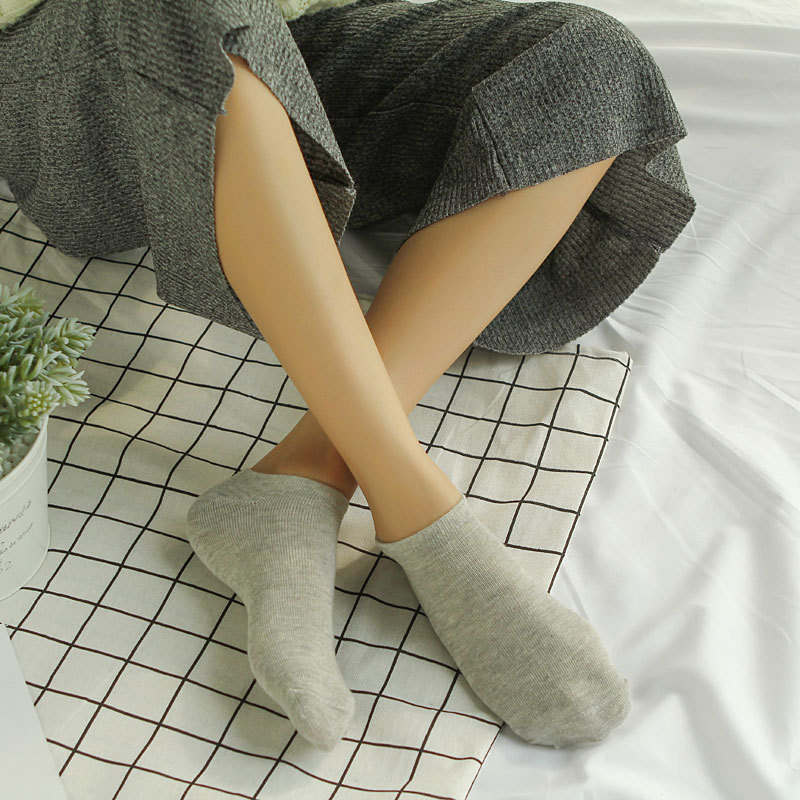 【独立包装】纯色棉女船袜 纯色女士短袜 opp袋子包装礼品袜子详情图4